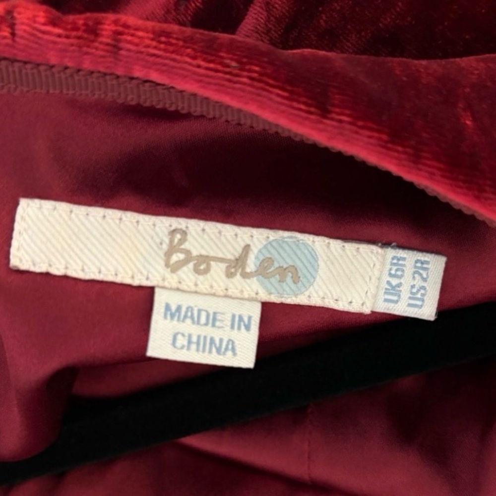 Boden Red Silk-Blend Velvet "Martha" Sheath Dress - Picture 5 of 5